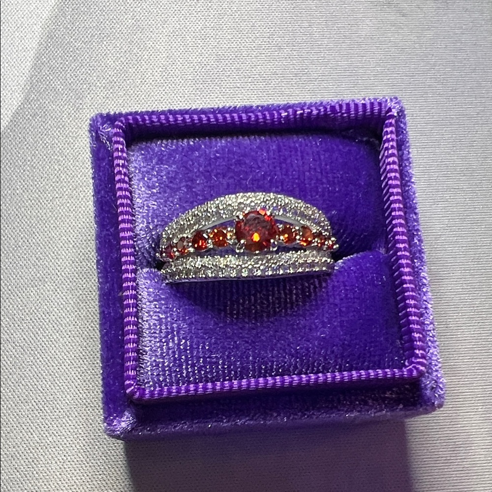 Elegant Silver and Red Gemstone Ring